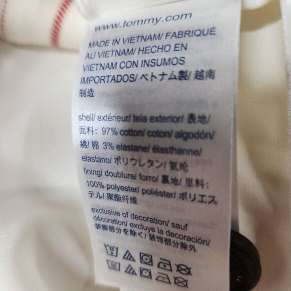 Luxury TOMMY HILFIGER Belted Button Front Red Striped Flare Dress Size 8 - Picture 7 of 9